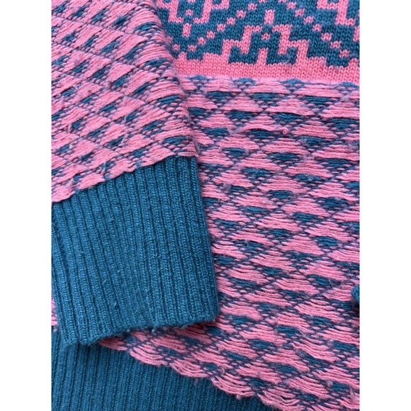 J.CREW Sweater Womens Small Pink Cashmere Geometric Crewneck Knit Pullover - Picture 4 of 13